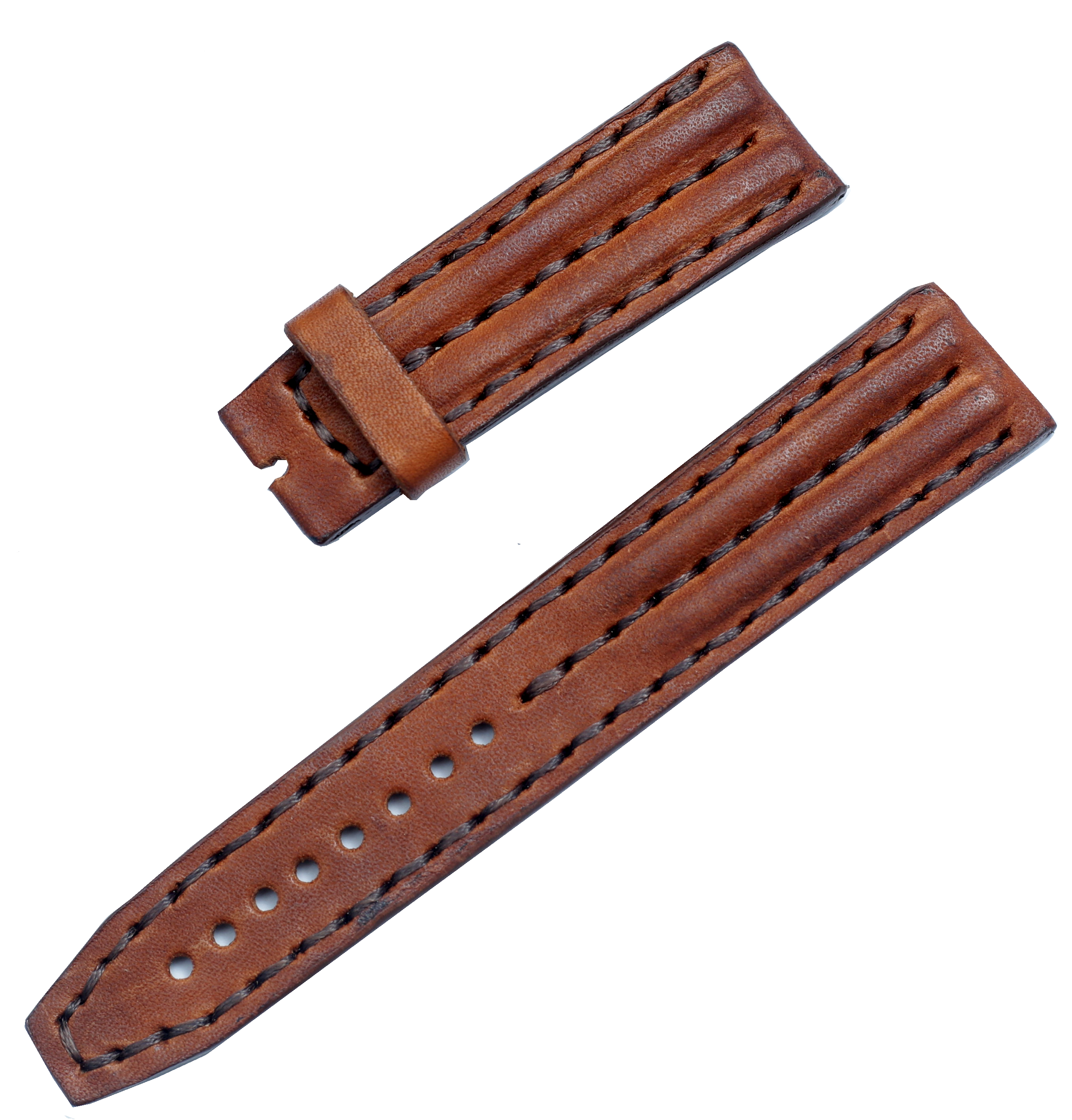 Brown double bead leather strap_