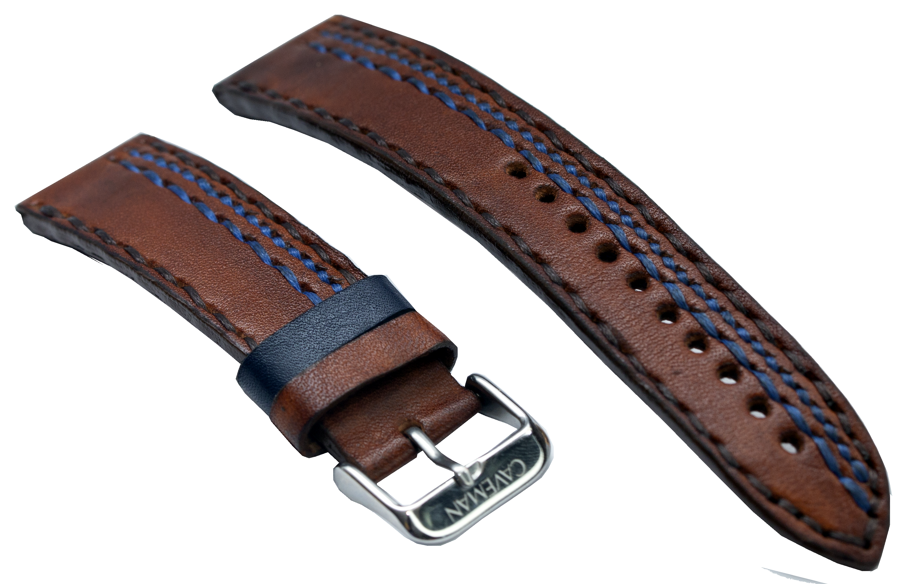 Brown vegetable tan leather strap (Three sided stitched )