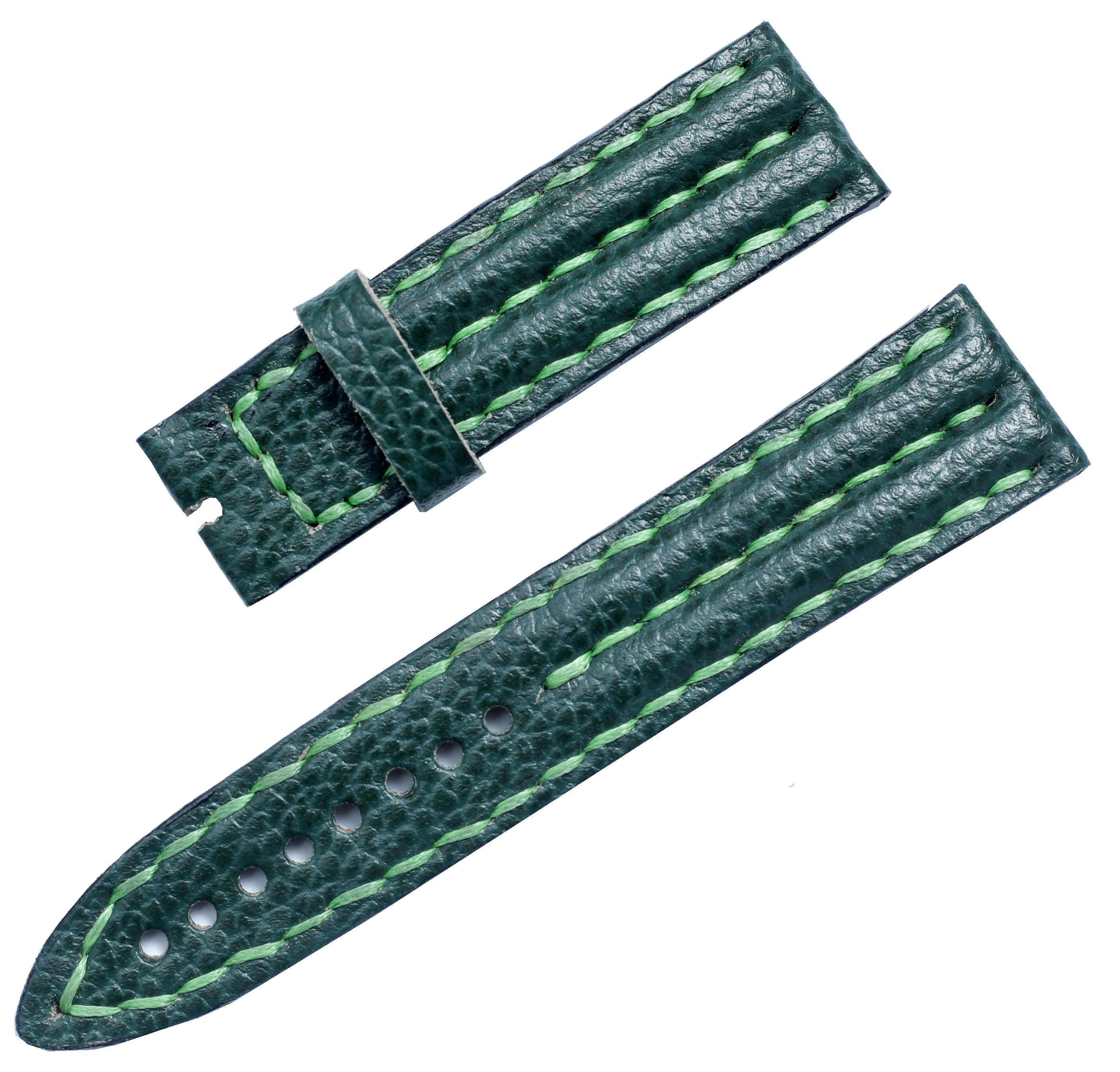 Green double bead leather strap_